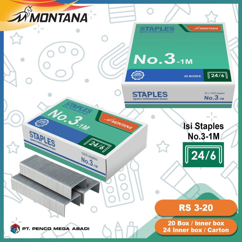 

(1 BOX ) ISI STEPLES NO 3 / isi steples besar MONTANA