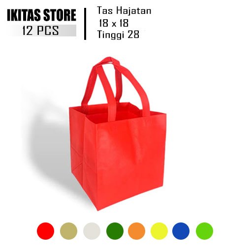

Jual (12 Pcs) Tas Hajatan 18x18 cm / Tas Box Nasi / Tas Spunbond