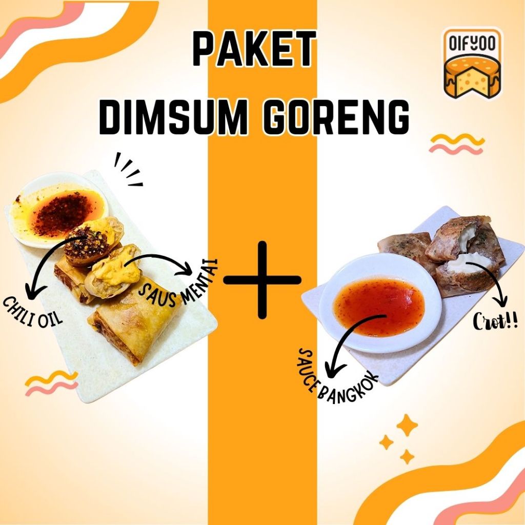

PAKET DIMSUM GORENG ( Keju Muncrat 1pack + Saus Mentai 1pack )