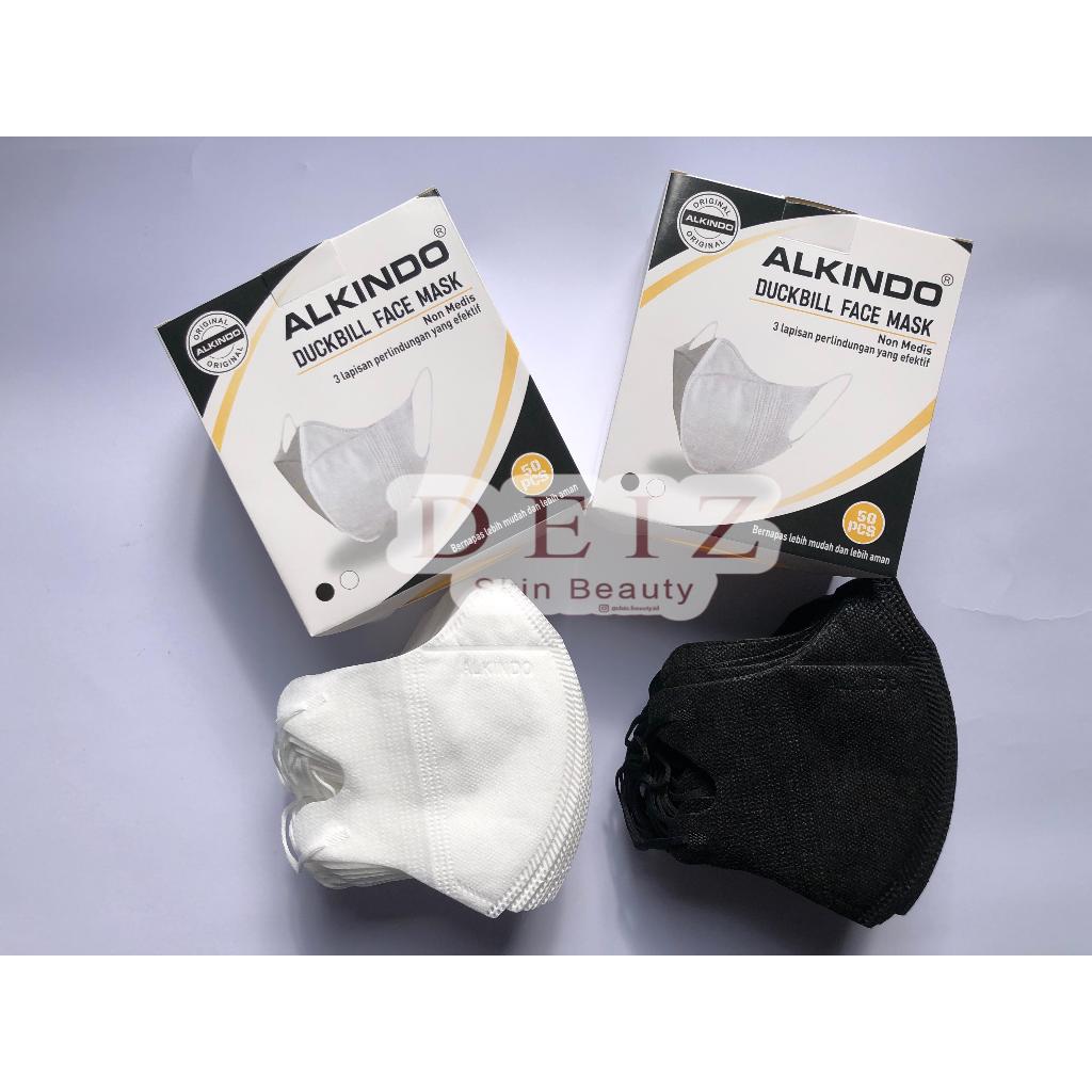 Masker Duckbill Alkindo 3 Ply Non Medis Isi 50 Pcs Warna Hitam dan Putih
