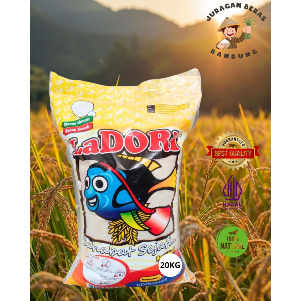 

Beras Ladori Premium 20 Kg dan 25 Kg Pulen Wangi