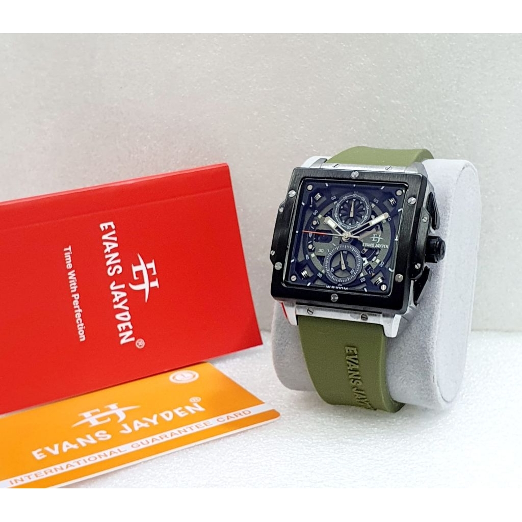 EVANS JAYDEN 9582 Original Terbaru - Jam Tangan Pria Cronograph Strap Rubber Berkualitas