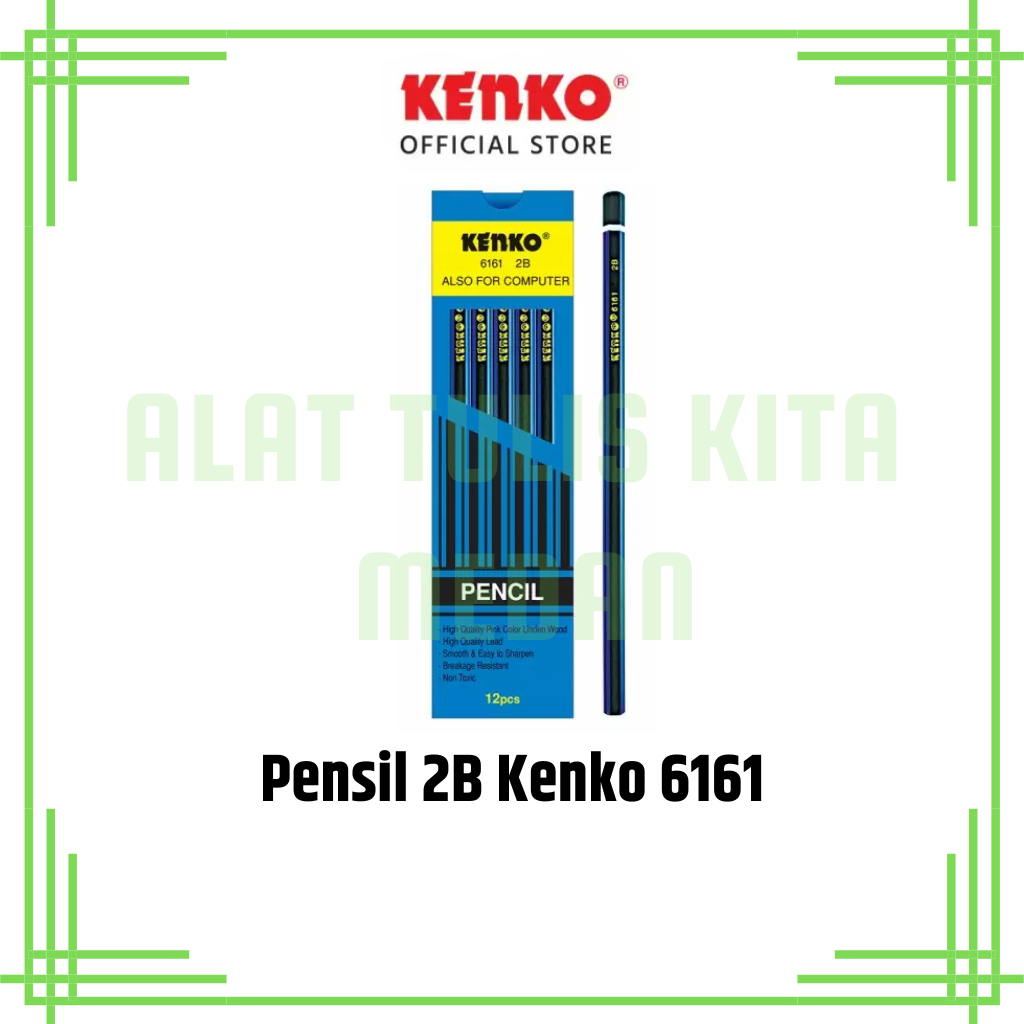 

(1 Kotak) Pensil Kayu 2B Kenko 6161 / Pencil / Pensil Ujian 2B Kenko 6161