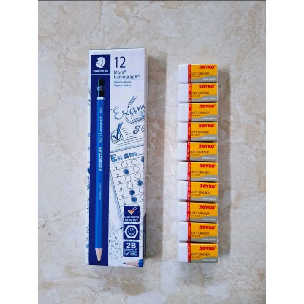

Bundle 1 Pack Pensil Faber Castell + 10 penghapus karet mini merk joyko hitam / putih. Terlariiissss!!
