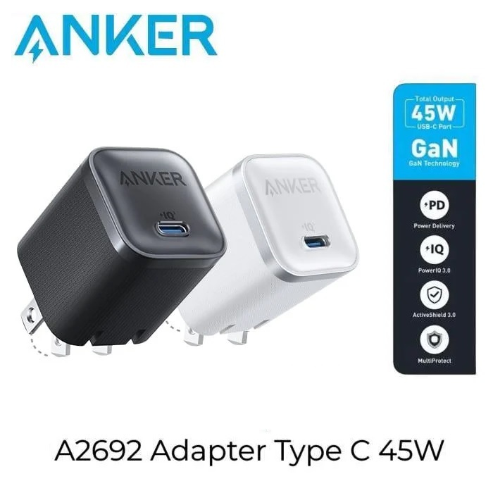 ANKER A2692  - Anker Nano 45W GaN Charger Single Port USB-C Foldable Plug