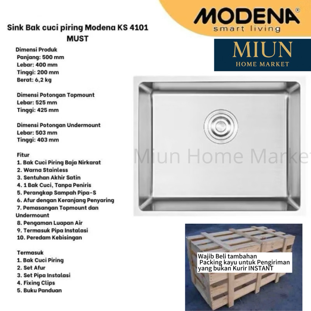 Sink Bak cuci piring Modena KS 4101 MUST / KS 4101MUST / KS4101MUST
