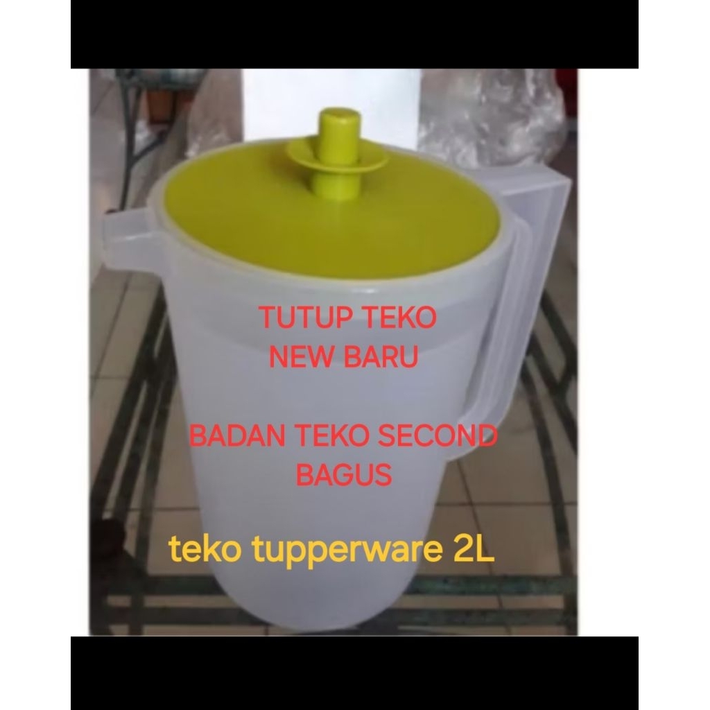 LIKE NEW TEKO 2L TUPPERWARE TEKO SECOND BAGUS TUTUP NEW BARU