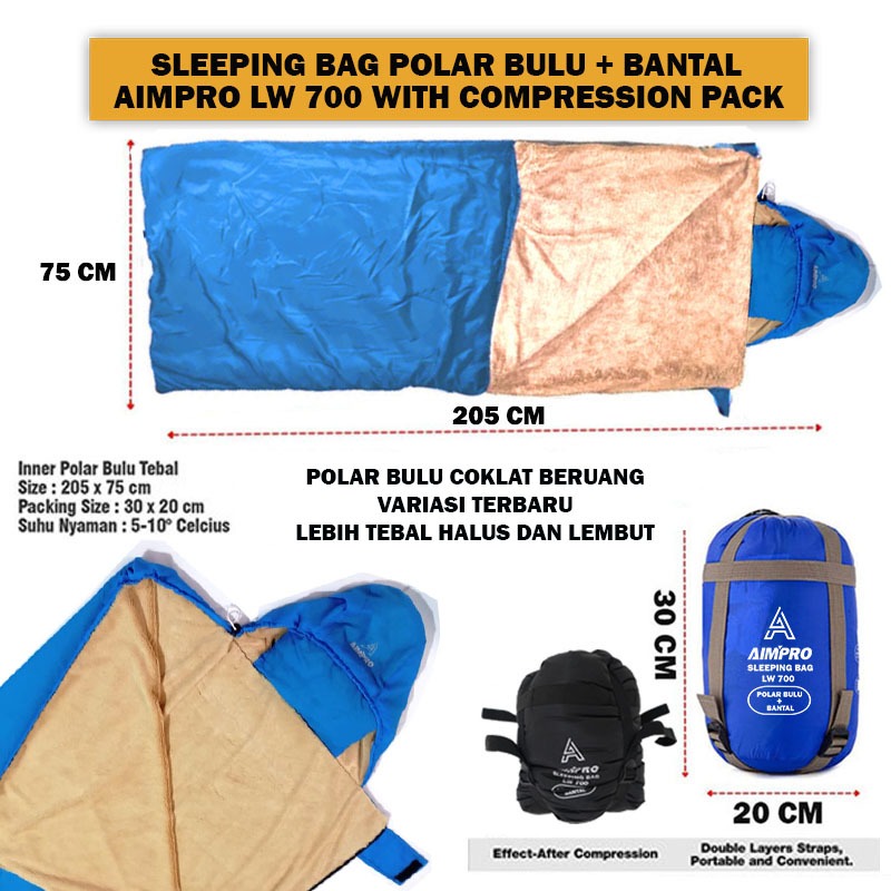 Sleeping Bag Aimpro Polar Bulu Tebal + BANTAL