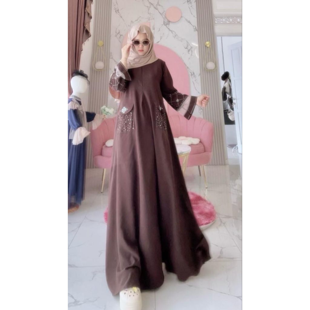 Disc Abaya Hitam Mewah Elegan Dewasa// Nawal Abaya Saku Standar Sampai Jumbo// Abaya Cantik Viral