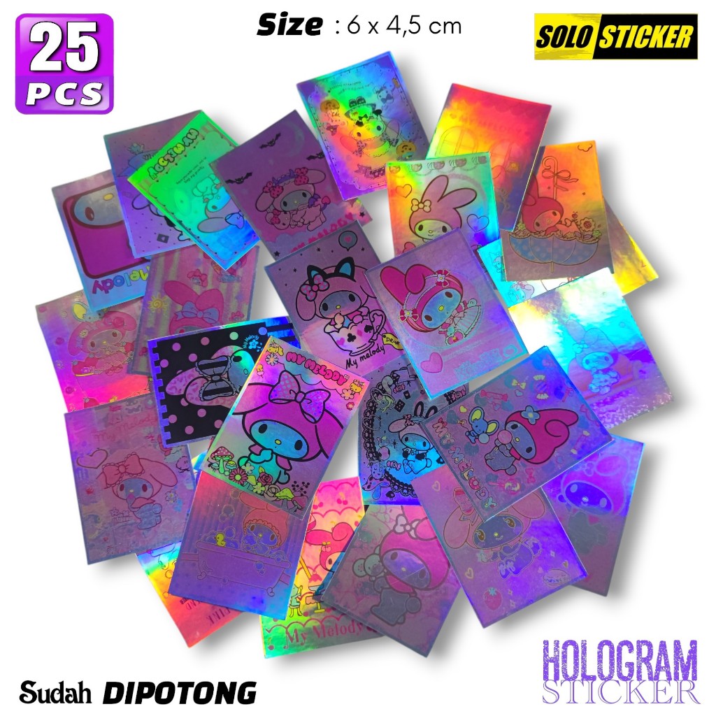 

SUDAH DIPOTONG Setiker Sanrio Melody Hologram Isi 25 pcs Bahan Anti Air