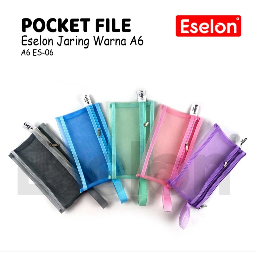 

Pocket File Jaring Transparan A6 Pastel Es-06/ Jaring 2 Resleting