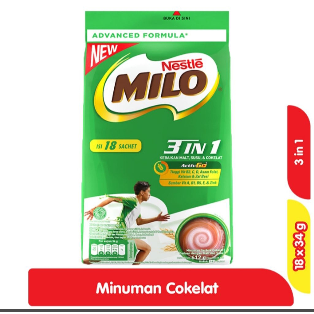 

MILO Activ-Go Cokelat Sachet 18 x 34 g