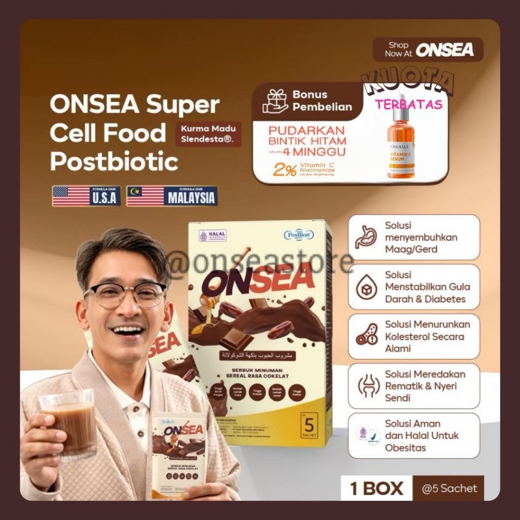 

ONSEA Super Cell Food - Formulasi Nutrisi USA & Malaysia - Multigrain Protein + Vitamin (1 Box)