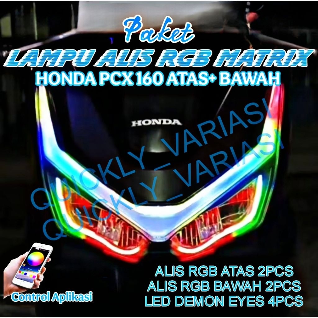 Paket Lampu Alis Running RGB PCX 160 Free Devil Eyes 4pcs Satu set Led alis bluetooth rgb Honda pcx