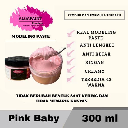 

Algapaint premium modeling paste BABY PINK / sculpture / impasto /teksture art / tekstur / lukisan aesthetic / cat akrilik /painting / relief /water base