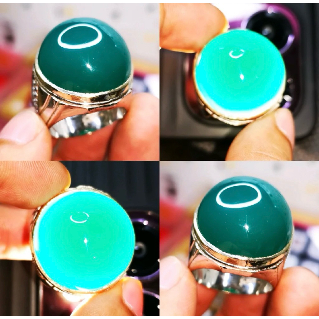 Cincin Batu Natural Akik Bacan Doko Asli Neon Full Kristal