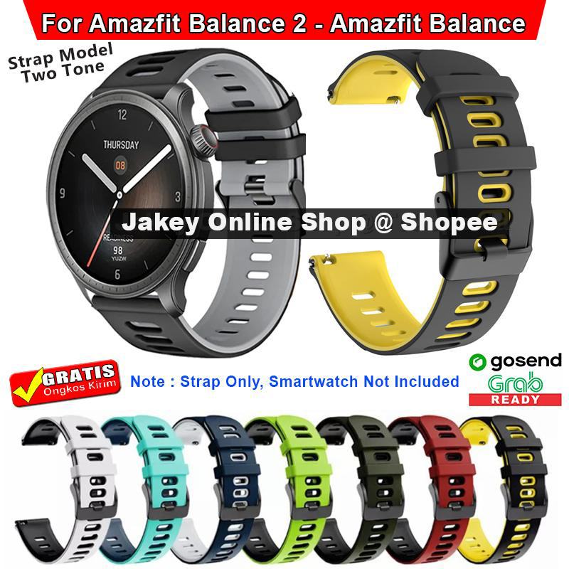 STRAP TALI JAM AMAZFIT BALANCE 2 - AMAZFIT BALANCE MODEL TWOTONE RUBBER 22MM