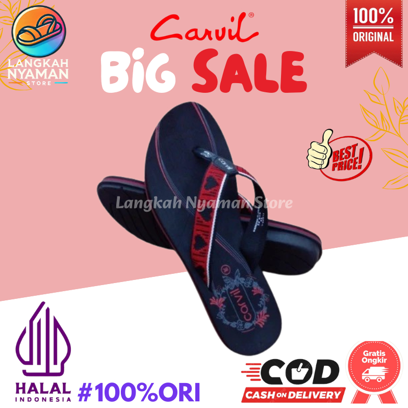 Sandal Wanita Carvil FLUFY-L Sendal Jepit Flat Teplek Spons Murah 100% Original