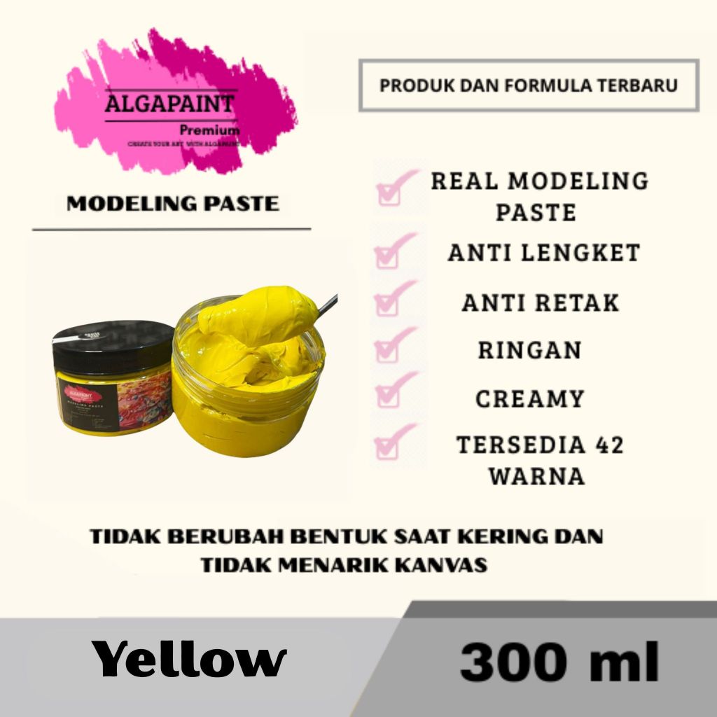 

Algapaint premium modeling paste YELLOW / sculpture / impasto /teksture art / tekstur / lukisan aesthetic / cat akrilik /painting / relief /water base