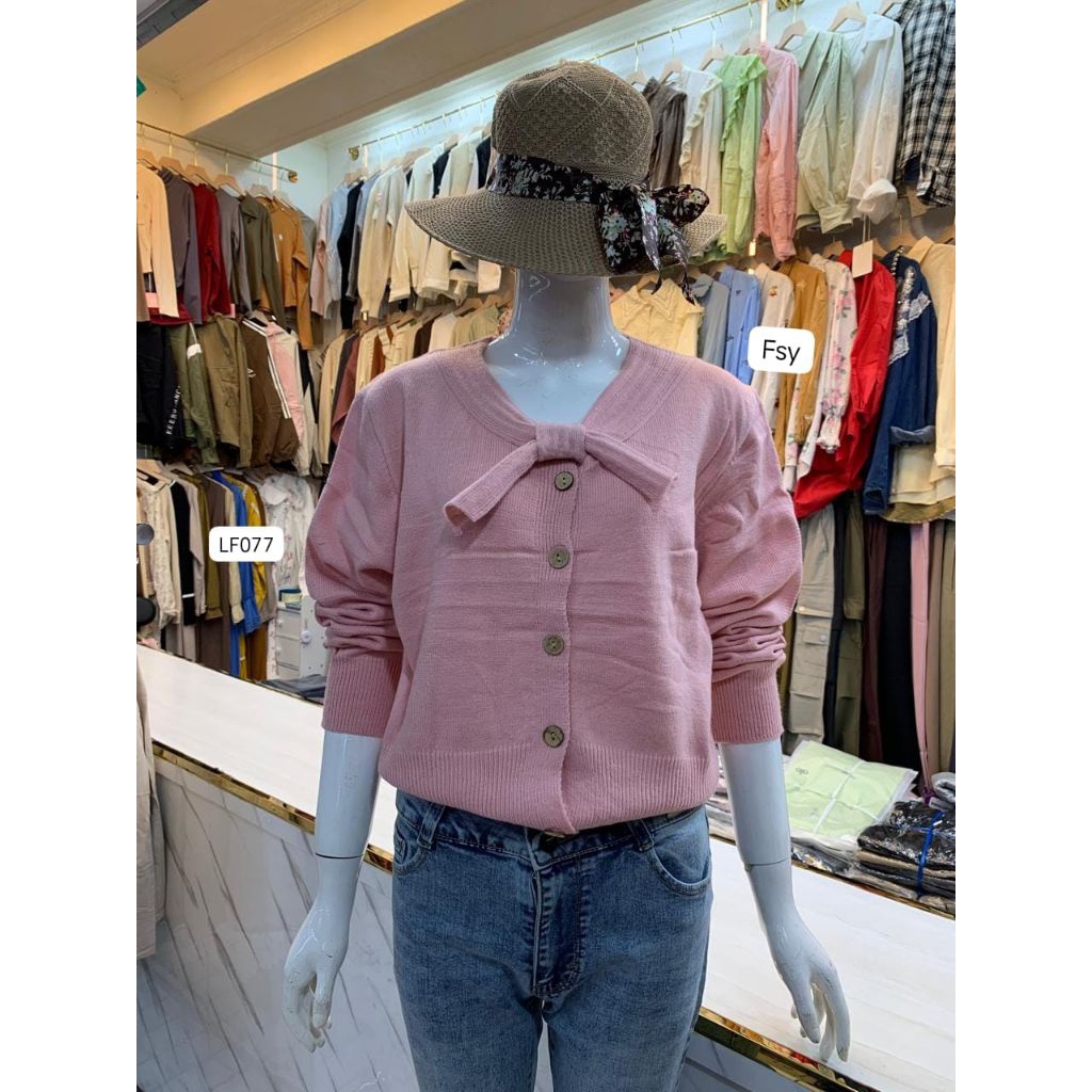FD•185 STOK TERBATAS GERCEP NEW Atasan Wanita Cardi rajut pita premium import LF077 rekomendasi Card