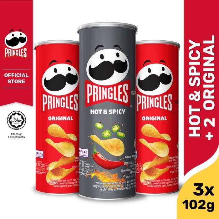 

[BUNDLE 3pcs] 2 Pringles Original 102g + 1 Pringles Hot Spicy 102g