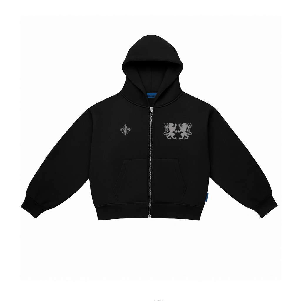 BENZII CLUB - Zipper YKK Hoodie Boxy 330GSM Round Black