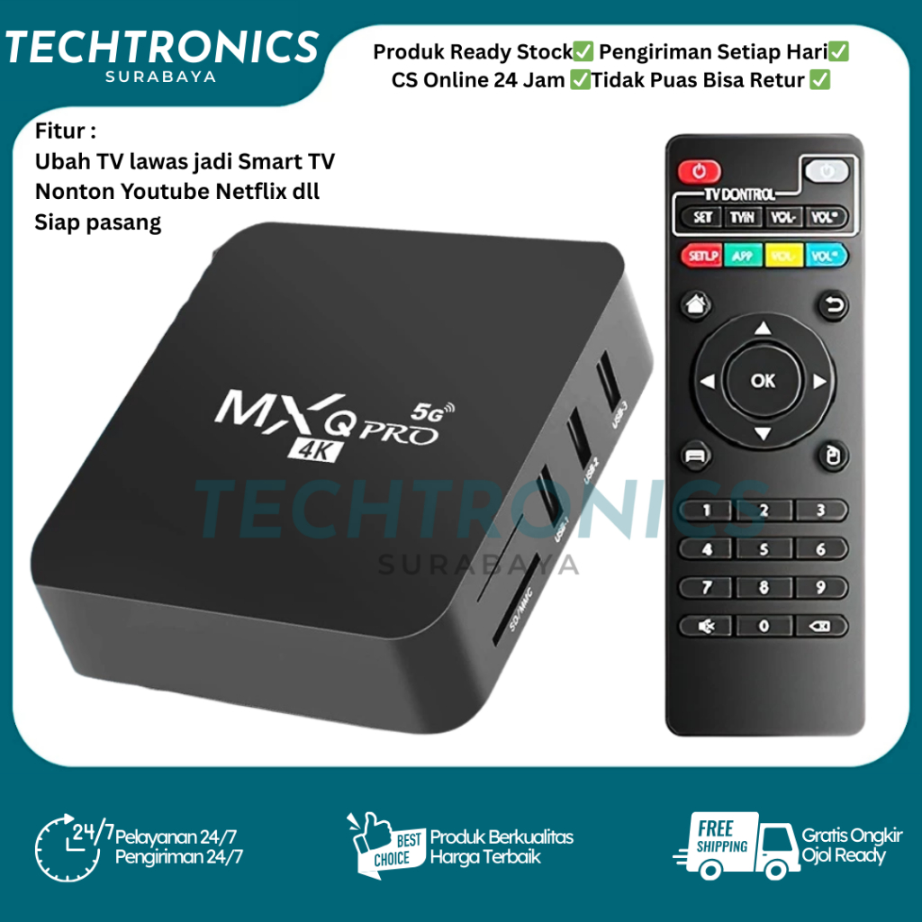 MXQ PRO Android TV Box 4K HD Smart Set Top Box 8GB Ram 128GB Rom 2.4GHz/5G WiFi Youtube Netflix