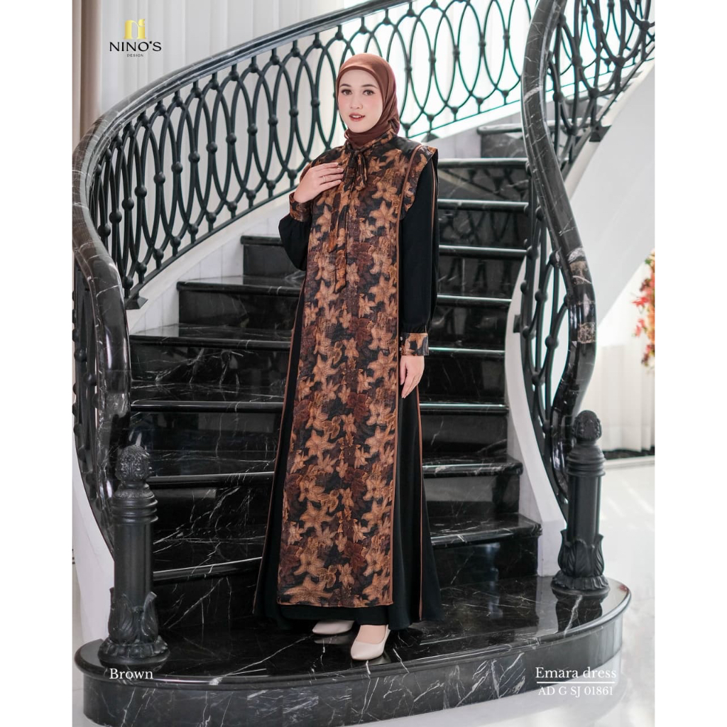 Ninos Design - Emara Dress by ninos / Gamis ninos terbaru / Gamis Ninos Premium / Dress terbaru dari