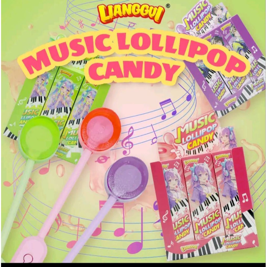 

Permen Lolipop Musik Rasa Apel/Stroberi/Anggur Halal Cemilan Viral Anak & Kantor