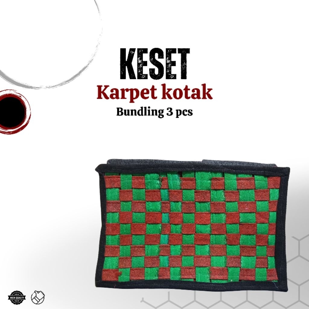 (3 pcs) Keset karpet motif kotak kotak  - keset lantai murah