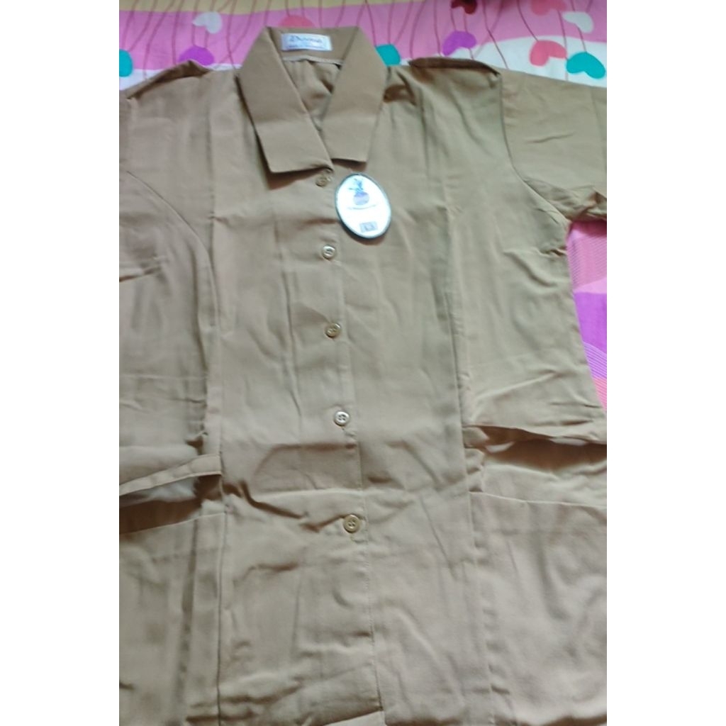 BAJU SERAGAM SEKOLAH PRAMUKA PUTRI PENDEK COKLAT SUSU KAIN OXFORD NO. S/M/L1/L2/L3/XL Baju Kemeja