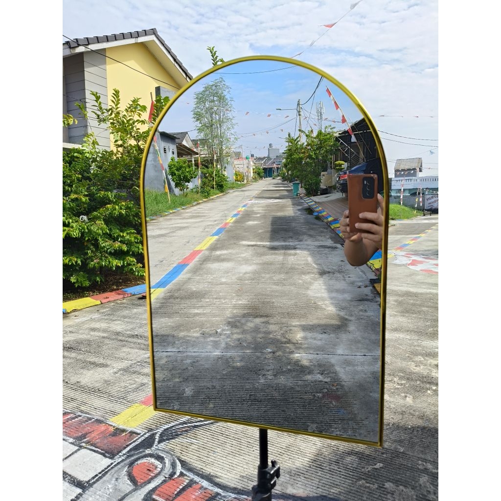 Cermin List Gold Kaca Aestetick Wastafel Dinding Watafel Rias Makeup Kamar mandi Ruang Tamu Tempel H