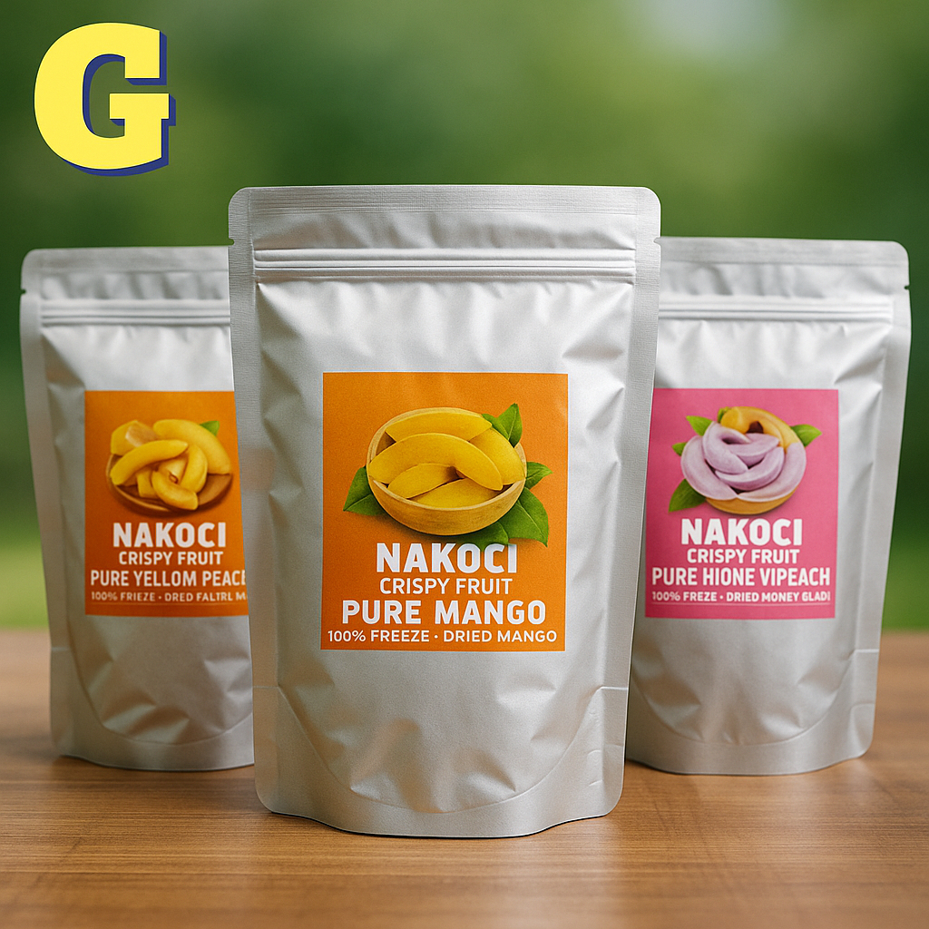 

ROMO 3 PCS / 30GR Freeze Dried Fruit Nakoci Snack Buah Kering Crispy Fruity Buah Tin Strawberry Mangga Honey Yellow Peach 30gr