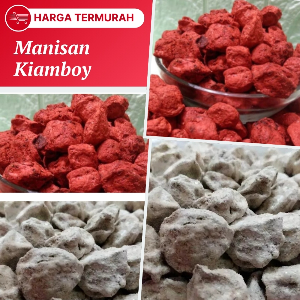 

Asinan Kiamboy Buah Plum Kering Manisan Kiamoy Rasa Merah Pedas Putih Asin Kemasan 100 Gram