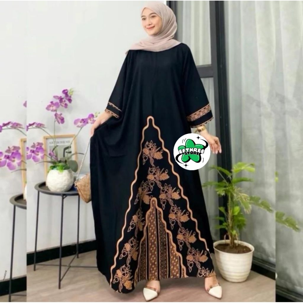 KAFTAN INDIA | GAMIS RAYON SUPER PREMIUM|DASTER KEKINIAN MOTIF BATIK|MUSLIMAH