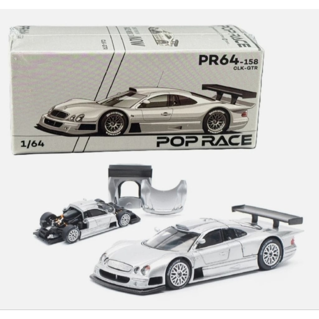 Diecast Pop Race 1:64 Mercedes Benz AMG CLK GTR Silver PR640158