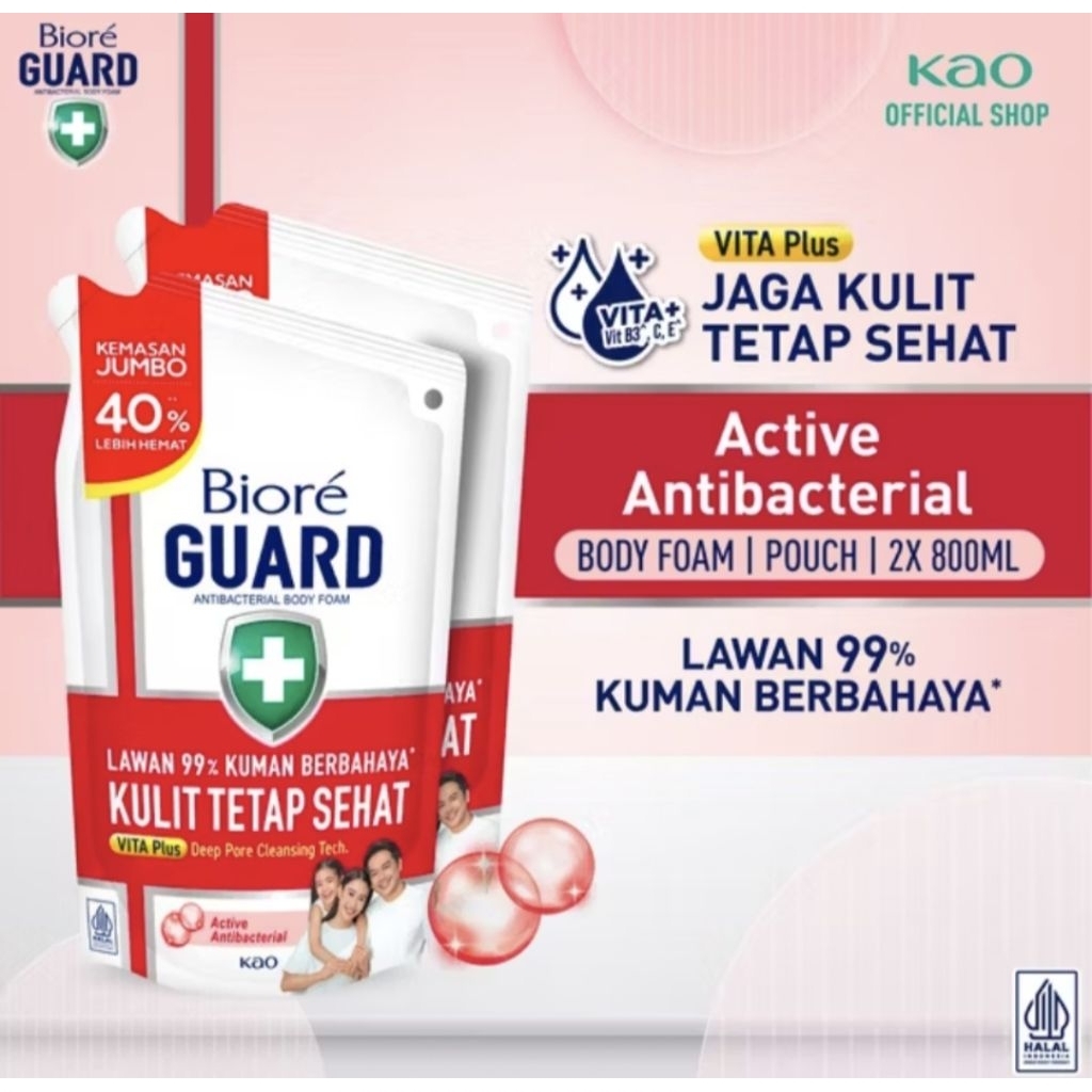 Biore Guard Sabun Mandi Cair Active Antibacterial refill 800ml twin pack (AD's Shop) Sabun mandi cai