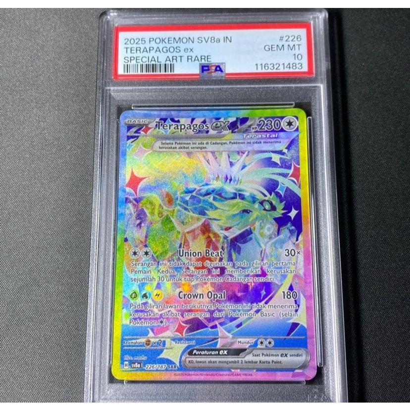PSA 10 Terapagos ex SAR SV8a ID Kartu Pokemon TCG Indonesia