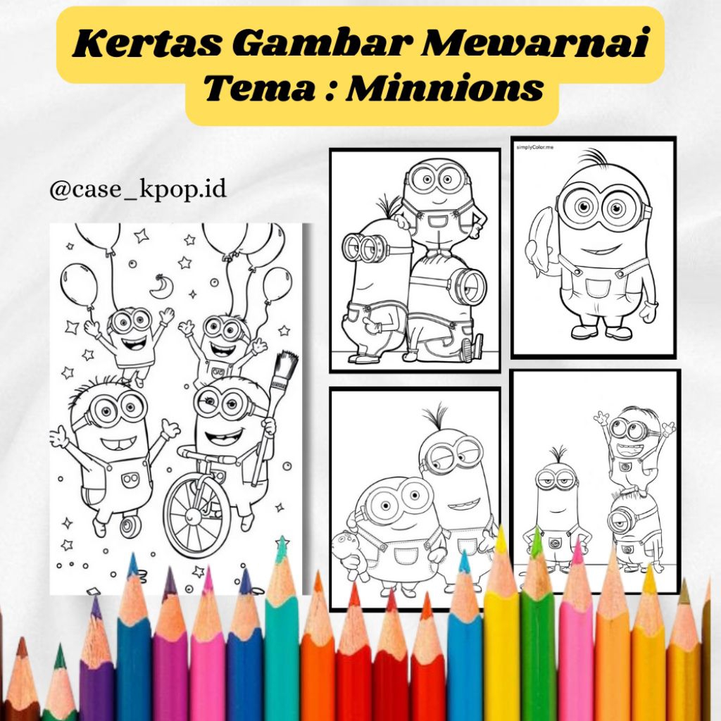 

20 LEMBAR KERTAS MEWARNAI ANAK TEMA MINNIONS (READY LANGSUNG KIRIM)