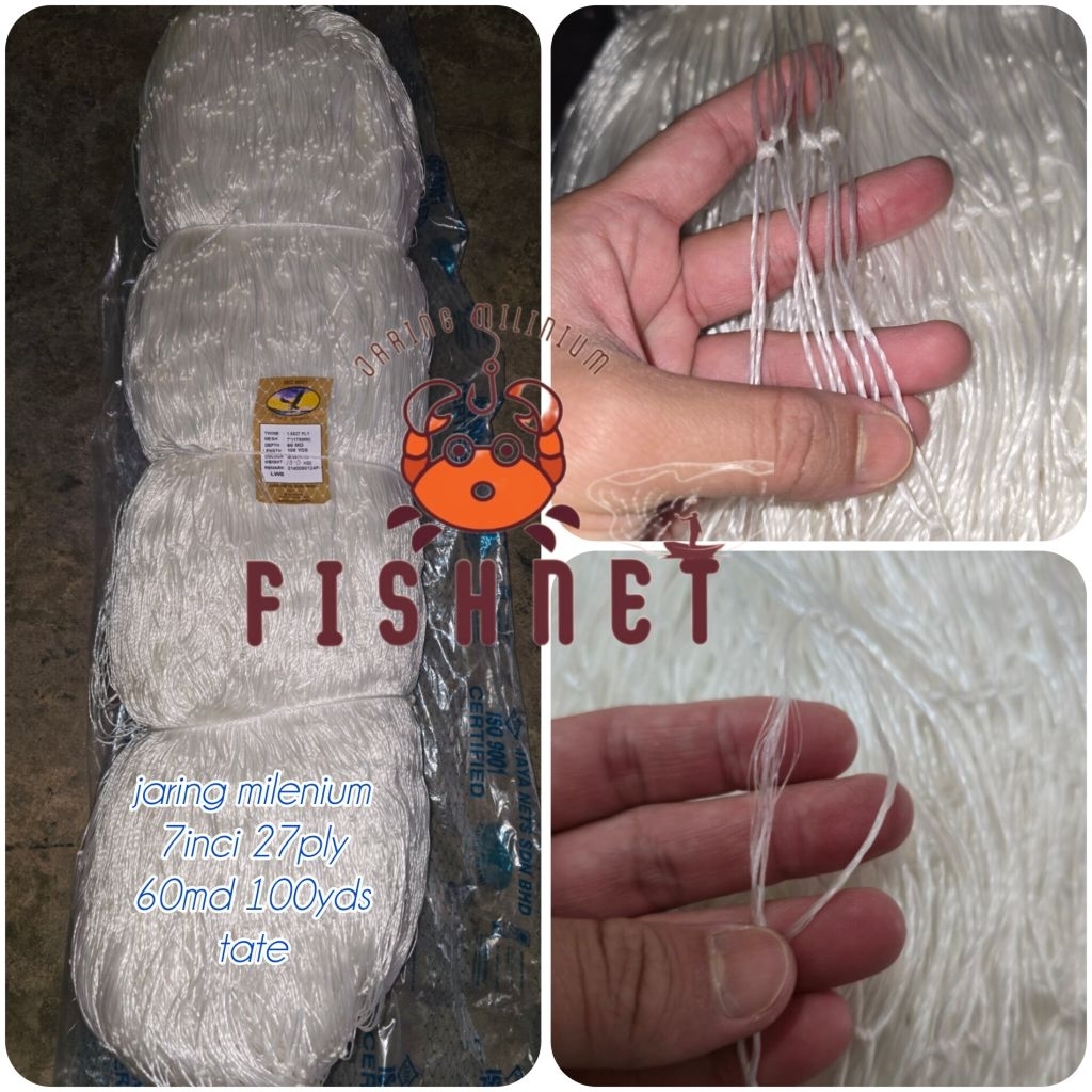 jaring milenium/jaring kakap/ 7inci 27ply 60md 100yds tate