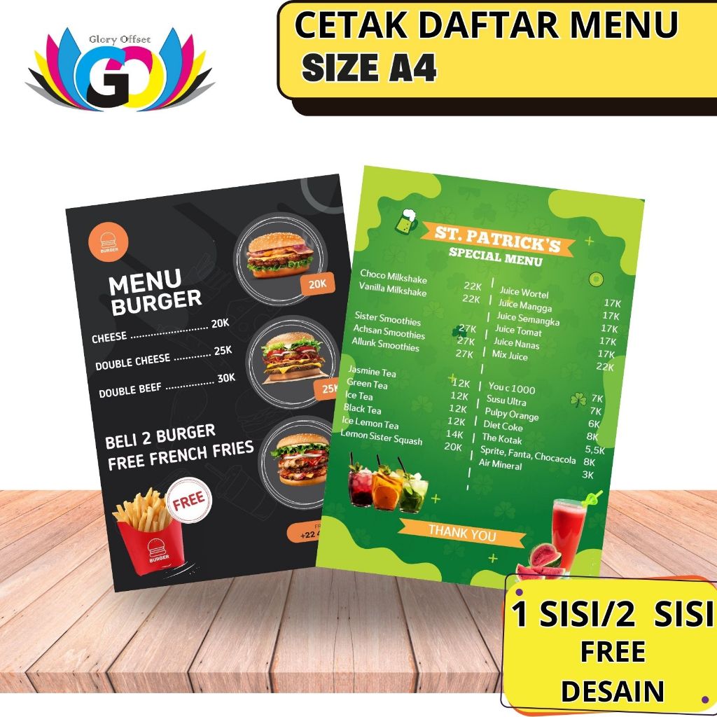 

Cetak Daftar Menu Restoran Cafe – Art Cartoon 260gsm | Laminating / Non | Free Desain