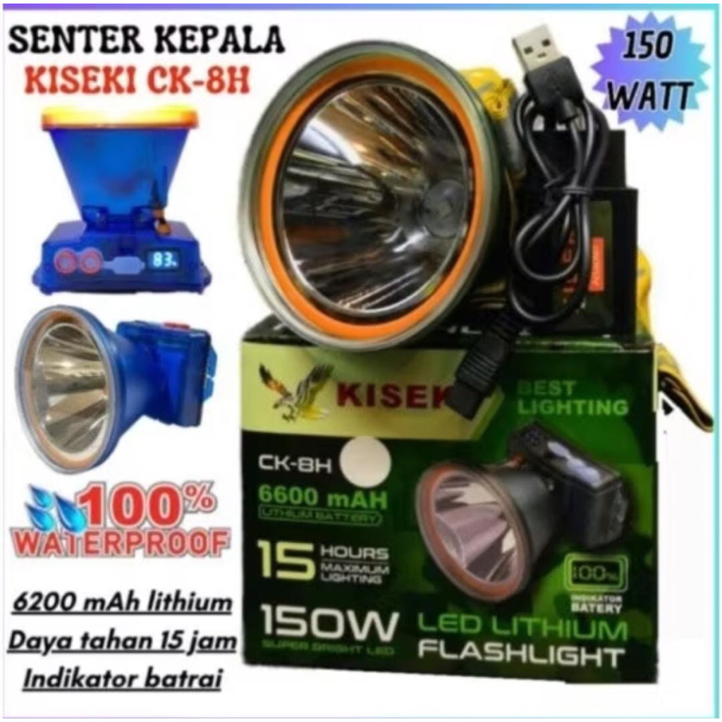 Senter Kepala Kiseki 150W CK 8H / CK8H 150Watt Anti Air & Waterproof