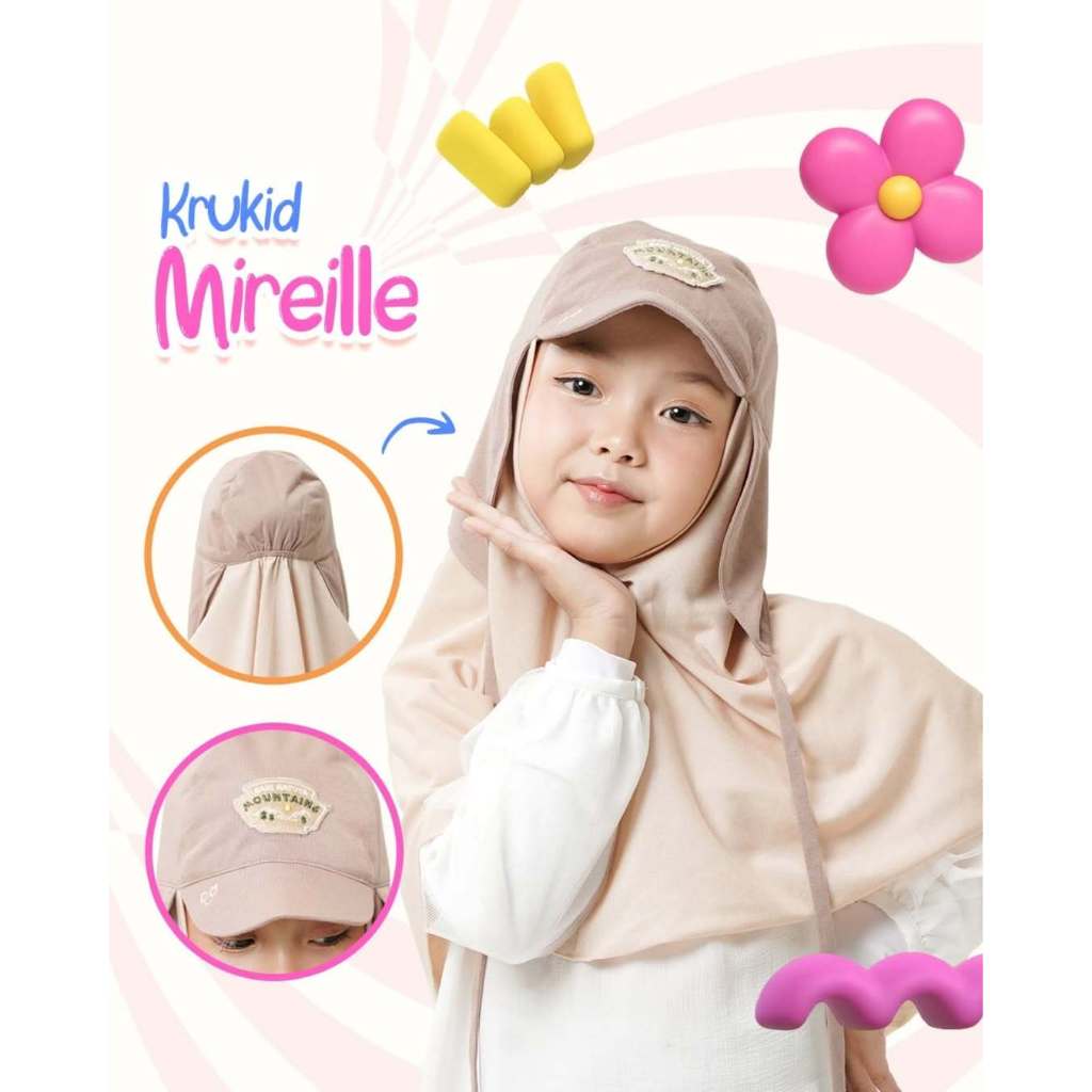 Krukid Mireille | Kerudung Topi | Kerudung Topi Anak Terbaru | Kerudung Karakter [Ori Rabbani]