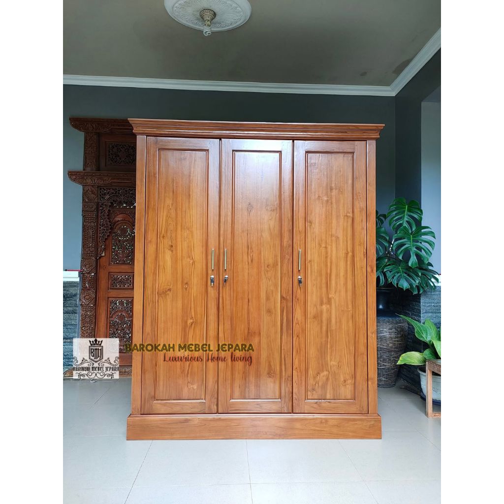 lemari baju minimalis jati pintu 3 lemari pakaian jati jepara minimalis 3 pintu
