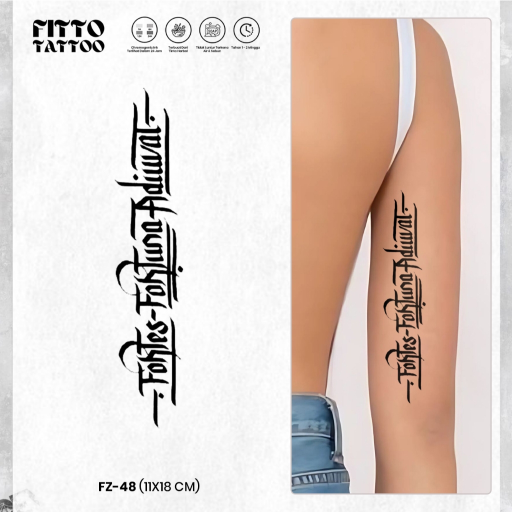 Stiker Tato Temporer Fortis Fortuna Adiuvat John Wick Tatto Fruit Ink Premium Temporary Anti Air