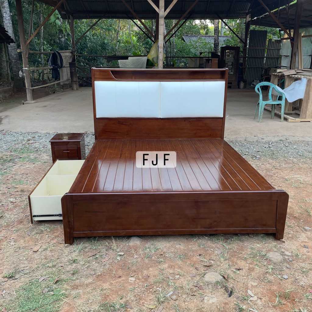 Dipan Laci Bawah Tempat Tidur Minimalis Kombinasi Jok Busa Plus 1 pcs Nakas