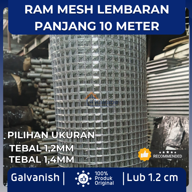 RAM MESH GALVANIS GULUNGAN 10 METER – LUBANG 1.2MM | TEBAL 1.2MM / 1.4MM | KAWAT RAM KUAT ANTI KARAT