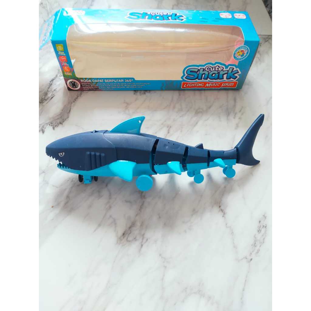 Mainan Hiu Berjalan ada lampu Baby Cute shark bisa nyala jalan suara Robot baby sharks mainan ikan h