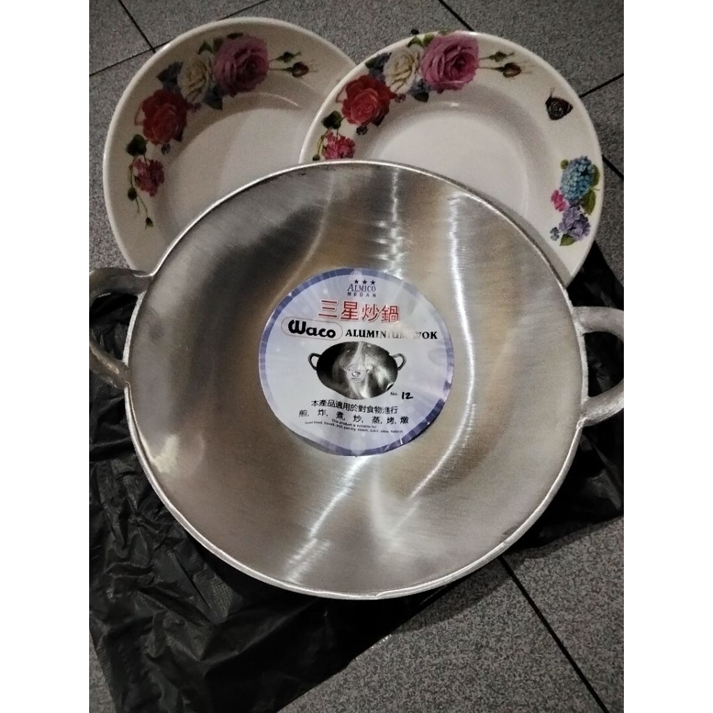 KUALI ANTI LENGKET MERK WACO+ 2 MELAMINE CANTIK, WAJAN ALUMINIUM TEBAL ,ANTI LENGKET ,MERK WACO+ PIR