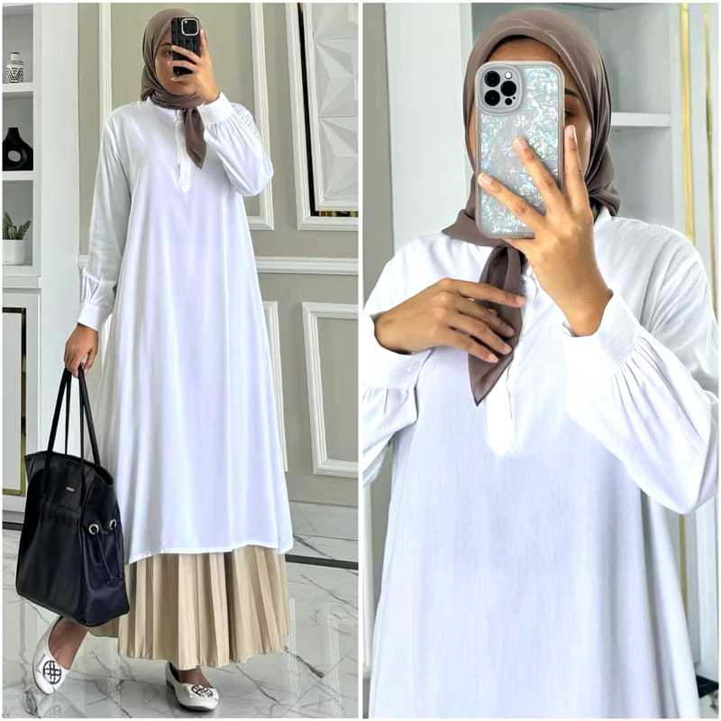 YHF Kalea Long tunik Rayon twil Premium Polos simple  - Atasan Wanita muslim dewasa - Ukuran S M L X